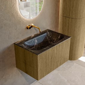 Mondiaz Kurve-dlux 70cm badmeubel dusk met 1 lade en wastafel big small midden zonder kraangat lava