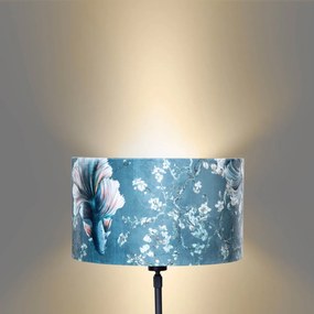 Tafellamp zwart met velours kap vis dessin 35cm - Parte Klassiek / Antiek, Modern E27 rond Binnenverlichting Lamp