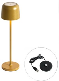 Buitenlamp met dimmer LED Tafellamp met dimmer mushroom goud oplaadbaar incl. laadstation - Raika Modern IP65 Buitenverlichting Lamp