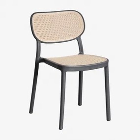 Set van 4 Omara stapelbare tuinstoelen Grijs – Grafiet - Sklum