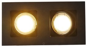 Inbouwspot zwart rechthoekig 2-lichts - Qure