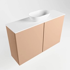 Mondiaz Fowy toiletmeubel 80cm rosee met witte waskom midden en kraangat