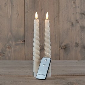 Anna's Collection - Led gedraaide dinerkaars - ivoor - H 23cm - set van 2 stuks - met afstandsbediening