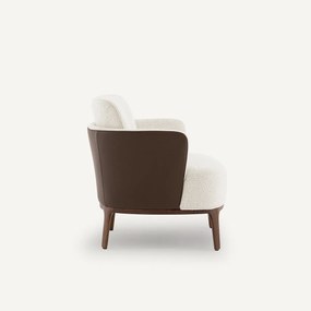 Fauteuil in notenhout en stof in 2 materialen, Jabote