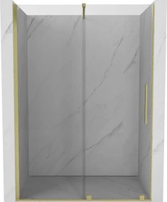 Mexen Velar schuifbare douchedeur 140 cm, transparant, goud geborsteld - 871-140-000-01-55