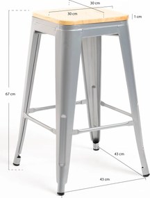 Torix lage kruk van natuurlijk hout