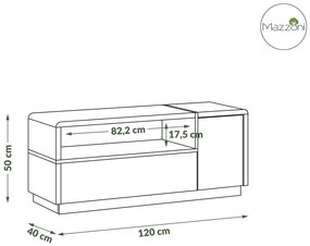 Mazzoni Tv-tafel FOLK RTV-120, antraciet / artisan eiken, kast