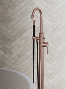 Saniclear Copper Stripes Pro vrijstaande badkraan geborsteld koper