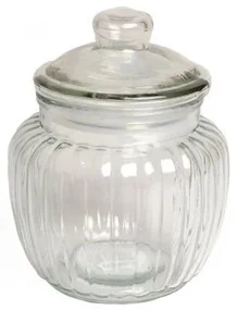 Voorraadpot, glas, ribbels, 0,5 liter