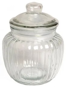 Voorraadpot, glas, ribbels, 0,5 liter