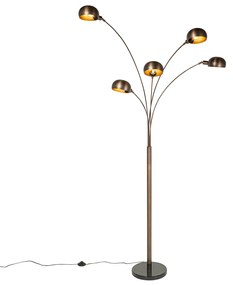 Design vloerlamp donkerbrons met goud 5-lichts - Sixties Marmo
