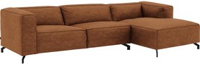 Goossens Bank Calvin cognac, micro leer, 3,5-zits, modern design