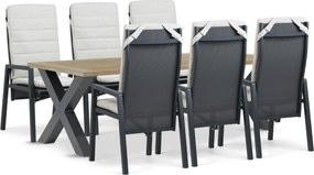 Tuinset 6 personen 240 cm Aluminium Grijs Lifestyle Garden Furniture Vivaro/Cardiff