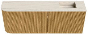 Mondiaz Joya DLux 110cm toiletmeubel ronding links oak met wastafel faye rechts zonder kraangat meli