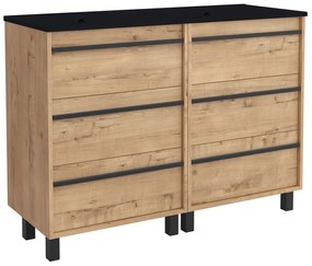 Muebles Resh badkamermeubel eiken 120cm zwarte wastafel zonder kraangat