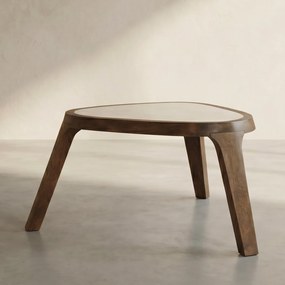 Salontafel Hout Met Marmer 60x51 Cm - 60 X 51cm.