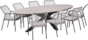 Garden Impressions Ross tuinset sand 9-delig - Tulli tuintafel ovaal 280x140 cm