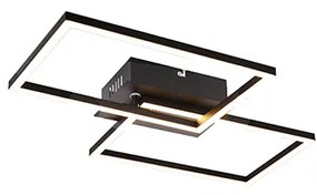 LED Plafondlamp vierkant zwart 3-staps dimbaar - Plazas Novo Modern Binnenverlichting Lamp