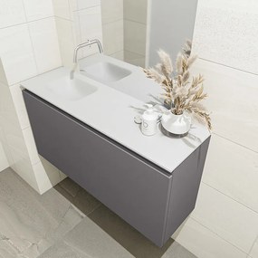 Mondiaz Olan 100cm toiletmeubel dark grey met wastafel talc links geen kraangat