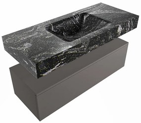 Mondiaz Alan DLux badmeubel 110cm dark grey 1 lade met wastafel lava midden zonder kraangat