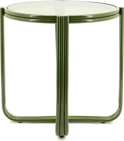 Retro Bijzettafel Glas Groen - 42 X 42cm.