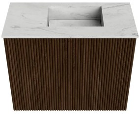 Mondiaz Joya DLux 50cm toiletmeubel walnut met wastafel faye rechts 1 kraangat opalo