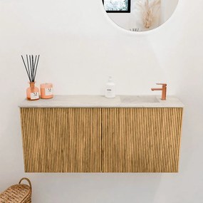 Mondiaz Joya DLux 90cm toiletmeubel oak met wastafel faye rechts 1 kraangat ostra