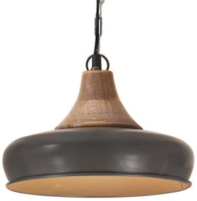 vidaXL Hanglamp industrieel E27 26 cm ijzer en massief hout grijs