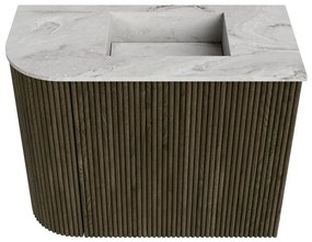 Mondiaz Joya DLux 50cm toiletmeubel ronding links shadow met wastafel faye rechts zonder kraangat glace