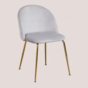 Kana Design Fluwelen Eetkamerstoelen Set Van 4 Perłowoszary & Goud - Sklum