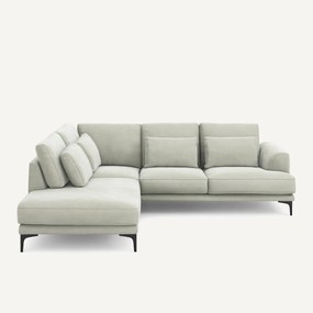 Rechtse hoekbank met leuning in stonewashed fluweel Marsile