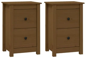 vidaXL Nachtkastjes 2 st 40x35x61,5 cm massief grenenhout honingbruin