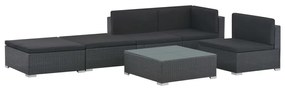 vidaXL 6-delige Loungeset met kussens poly rattan zwart