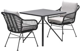 Garden Impressions Lucas tuinset zwart 3-delig - Rimini tuintafel 80x80 cm