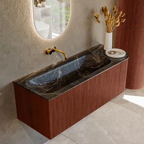 Mondiaz Kurve-dlux 125cm badmeubel ronding rechts ruby met 1 lade en deur en wastafel big medium links zonder kraangat lava