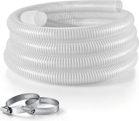 VEVOR Zuigslang 2 inch x 7,6 m PVC waterzuigslang voor zwembadpompen, irrigatie en waterafvoer, 11,76 psi, zonder voorgemonteerde fittingen, weerbestendig en scheurbestendig, incl. klemmen, wit