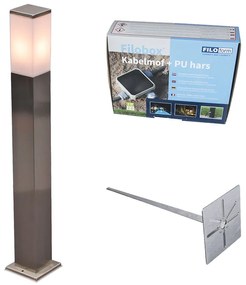 Buitenlamp staal 80cm IP44 - Malios met grondpin en kabelmof