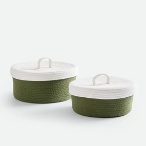 Set van 2 katoenen manden met deksel, Kesia