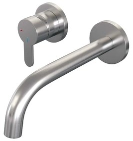 Brauer Brushed Edition ColdStart wastafelkraan inbouw gebogen uitloop en rozetten model D2 RVS geborsteld PVD