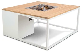 Cosi Fires Cosiloft lounge vuurtafel 100 cm wit - teak top