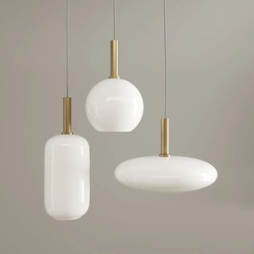 Hangende Plafondlamp Melkglas Goud Wit APP668-1CP