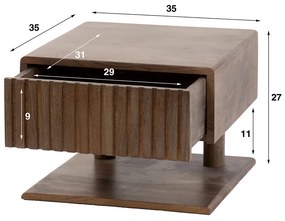 Zwevend Nachtkastje Met Hangende Plank - 35x35x27cm.