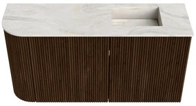 Mondiaz Joya DLux 80cm toiletmeubel ronding links walnut met wastafel faye rechts 1 kraangat ostra