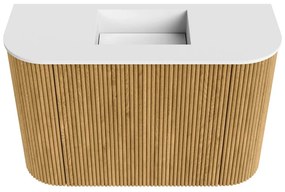 Mondiaz Joya 65cm toiletmeubel ronding links/rechts oak met wastafel faye midden zonder kraangat talc