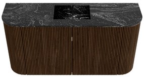 Mondiaz Joya DLux 85cm toiletmeubel ronding links/rechts walnut met wastafel faye midden zonder kraangat lava
