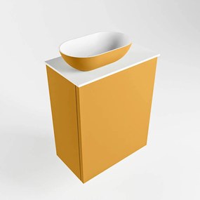 Mondiaz Fowy toiletmeubel 40cm ocher met gele waskom links en kraangat