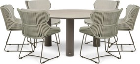 Tuinset Ronde Tuintafel 6 personen 158 cm Rope Taupe  Santika Furniture Santika