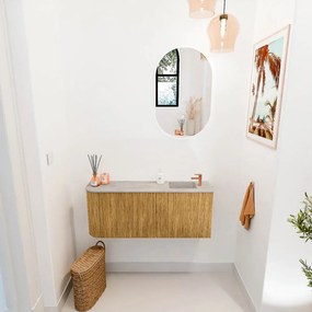 Mondiaz Joya DLux 100cm toiletmeubel ronding links oak met wastafel faye rechts 1 kraangat glace