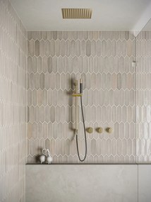 Saniclear Plus Pro inbouw regendouche met inbouw douchekop 30x30cm, glijstang en staafhanddouche geborsteld messing - mat goud