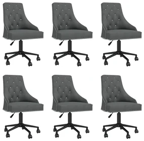 vidaXL Eetkamerstoelen draaibaar 6 st fluweel donkergrijs